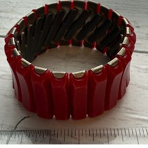 Vintage lucite Red Stretch Tile Bracelet